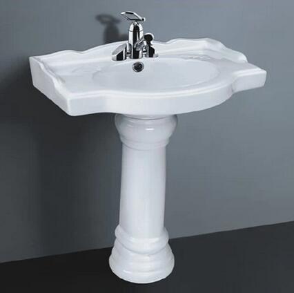 SALOCRUA大号立柱盆洗手盆高温 陶瓷罗马风立柱洗脸盆双面釉 070|ms