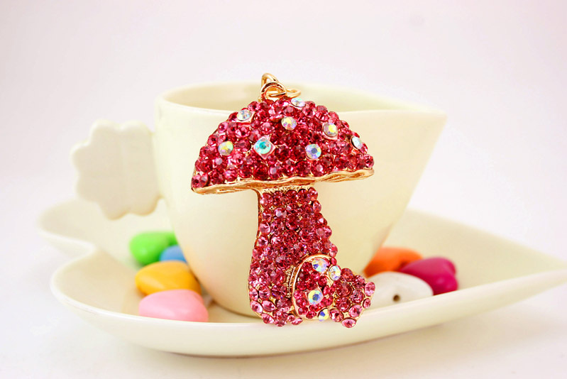 49g Weight Alloy, Metal Material Flower Pattern Unisex Gender Pink, Purple, Red, Green, Blue Color Mushroom Pendant Keychain 8