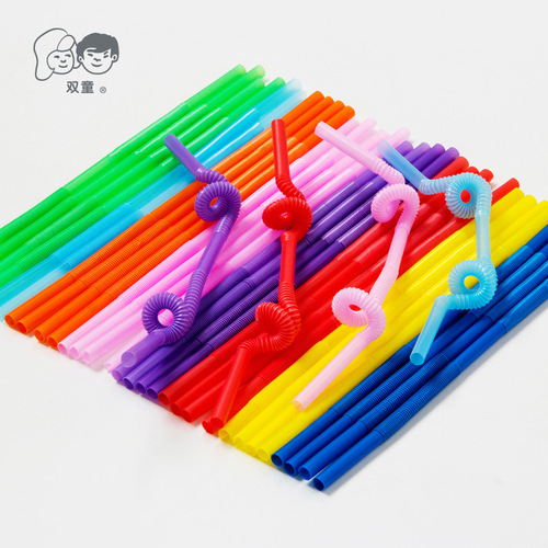 71030 Double Child Double Bend Disposable Color Elbow Art Plastic Juice Drink Straws Wholesale