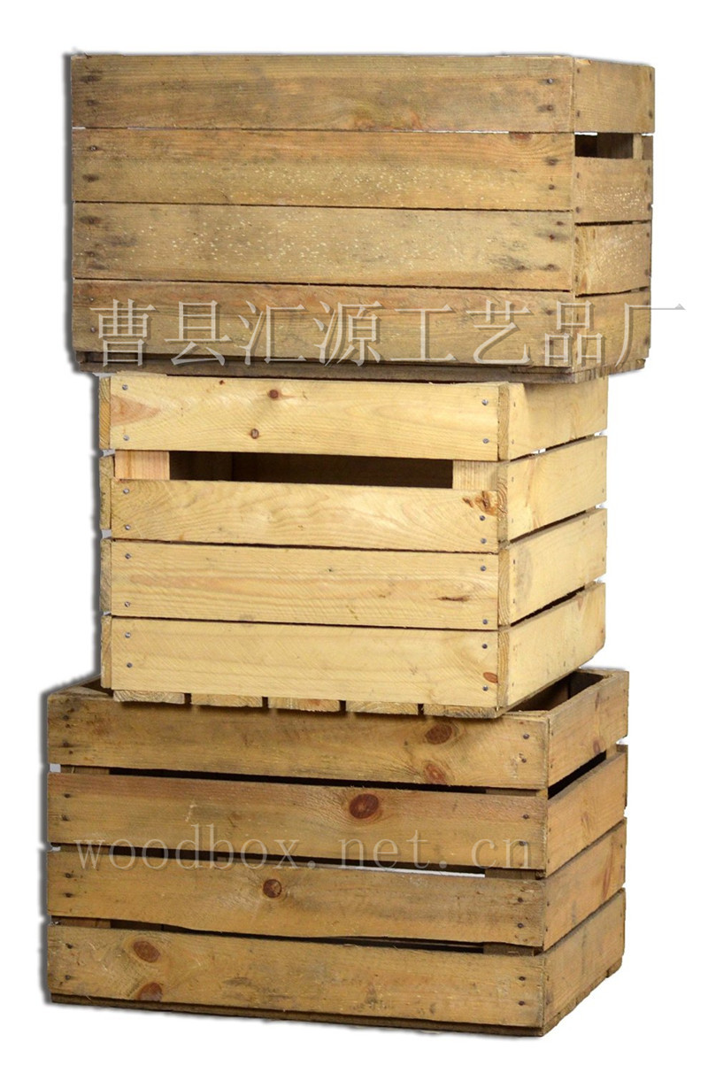 1 厂家定制出口复古做旧破旧感水果蔬菜收纳书板条木箱 (2)