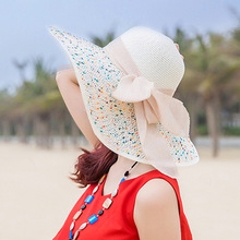 沙滩帽子 女夏遮阳帽防晒大沿可折叠草帽防紫外线海边太阳帽青年