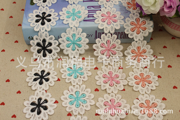 厂家直销现货5.5CM双色花边可单剪 贴花DIY辅料