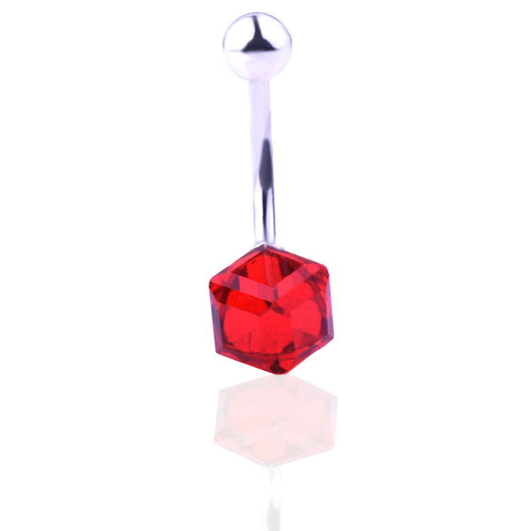 European And American Piercing Jewelry Large Square Zircon Navel Ring Navel Button display picture 1