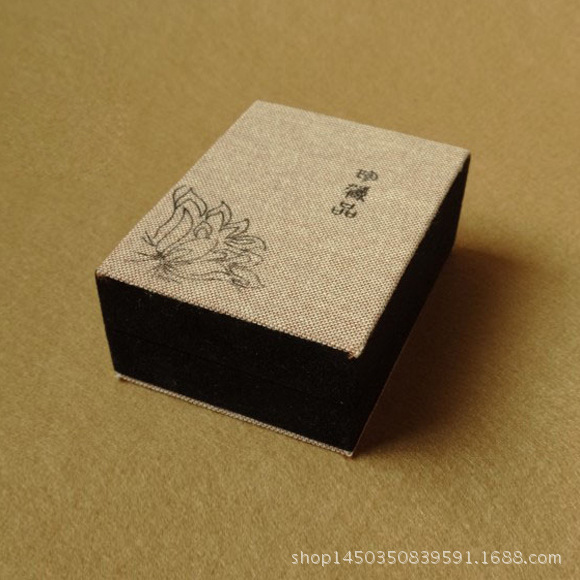 玉石玉器珠宝首饰收纳礼品礼物包装盒子批发 印花麻布吊坠挂件盒