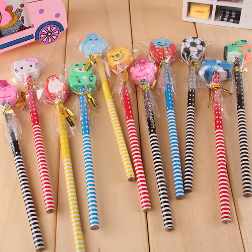 Cute animal eraser pencil cartoon with eraser pencil creative primary school student prize holiday gift manufacturer