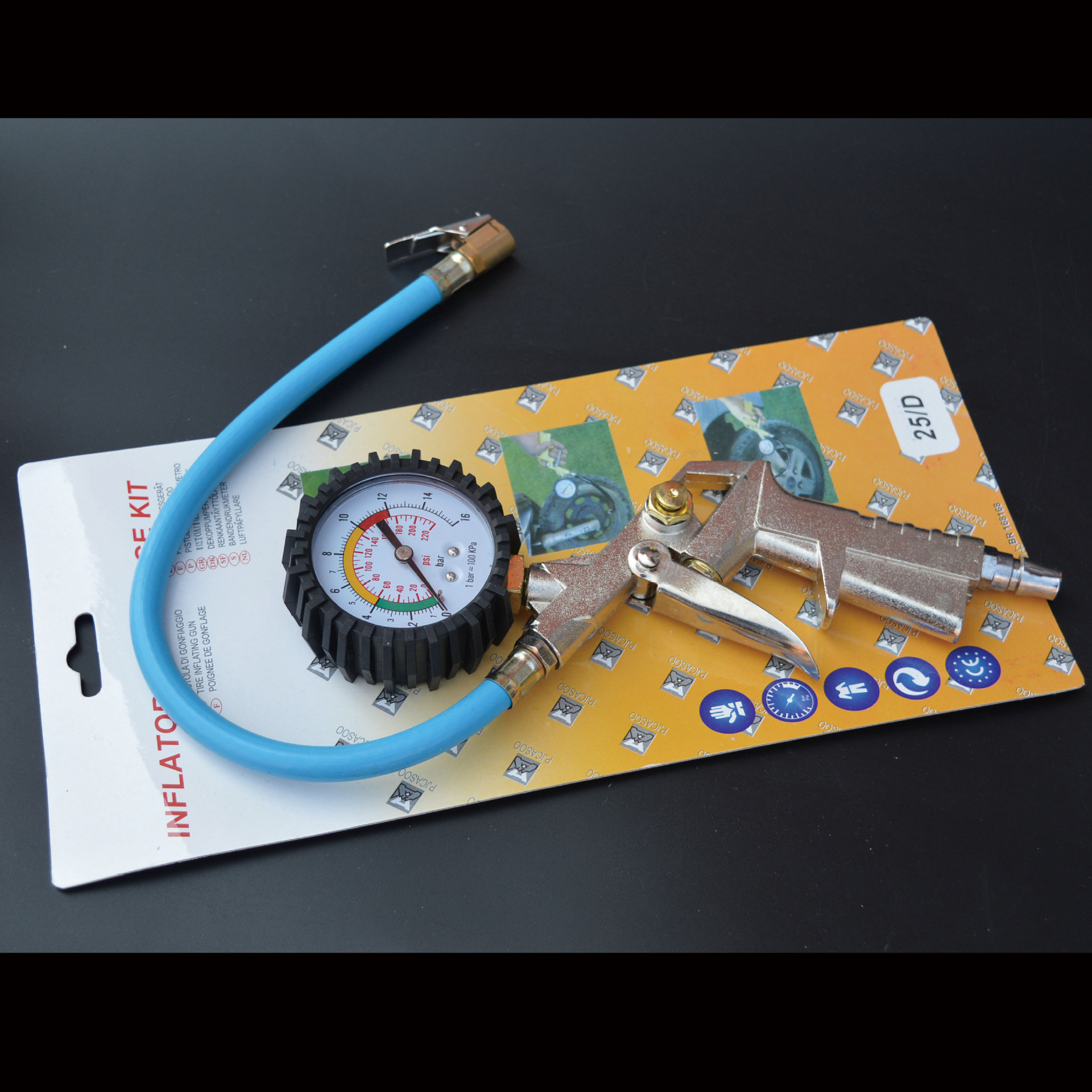 现货供应 多功能汽车胎压监测枪 轮胎充气枪 铜头蓝管轮胎充气表|ms