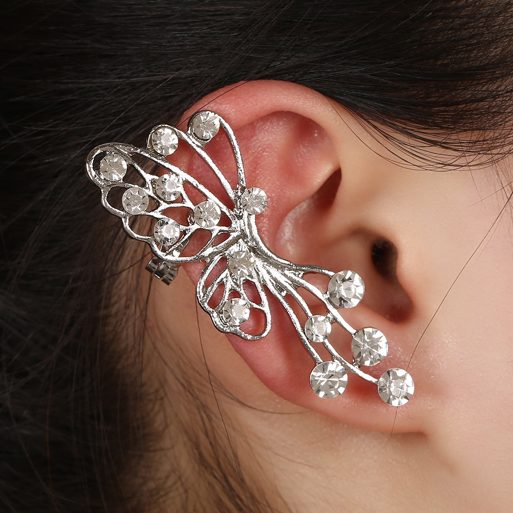 Korean Fashion Butterfly Hollow Diamond Ear Bone Clip display picture 7