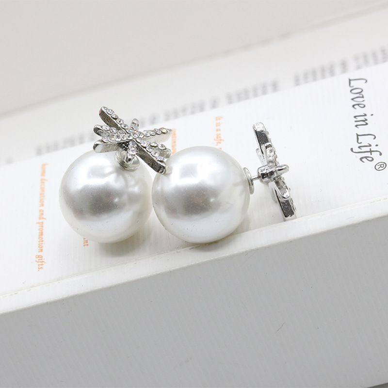 Micro Studded Star Earrings Pearl Silver Stud Earrings Female Flower Snowflake Earrings display picture 8