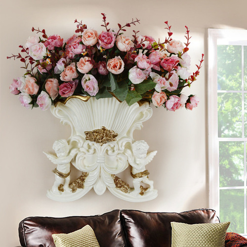 Manufacturer cross-border wholesale European decoration creative angel wall hanging flower pot wall vase three-dimensional wall decoration crafts