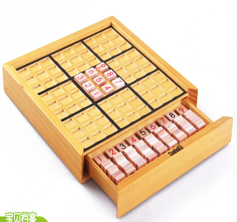 外贸40题九宫格数独游戏 成人动脑智力玩具木质桌游木制数独棋