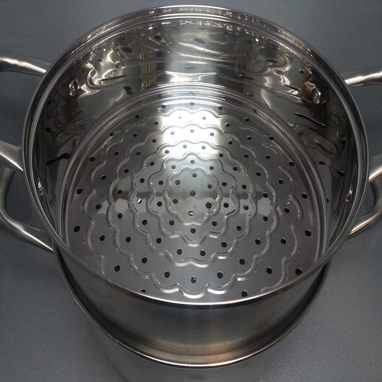 The manufacturer's stainless steel steamer with a three-layer steamer at the bottom, a 26cm multi-functional steaming rack for home use, and a gift steamer detail image 9