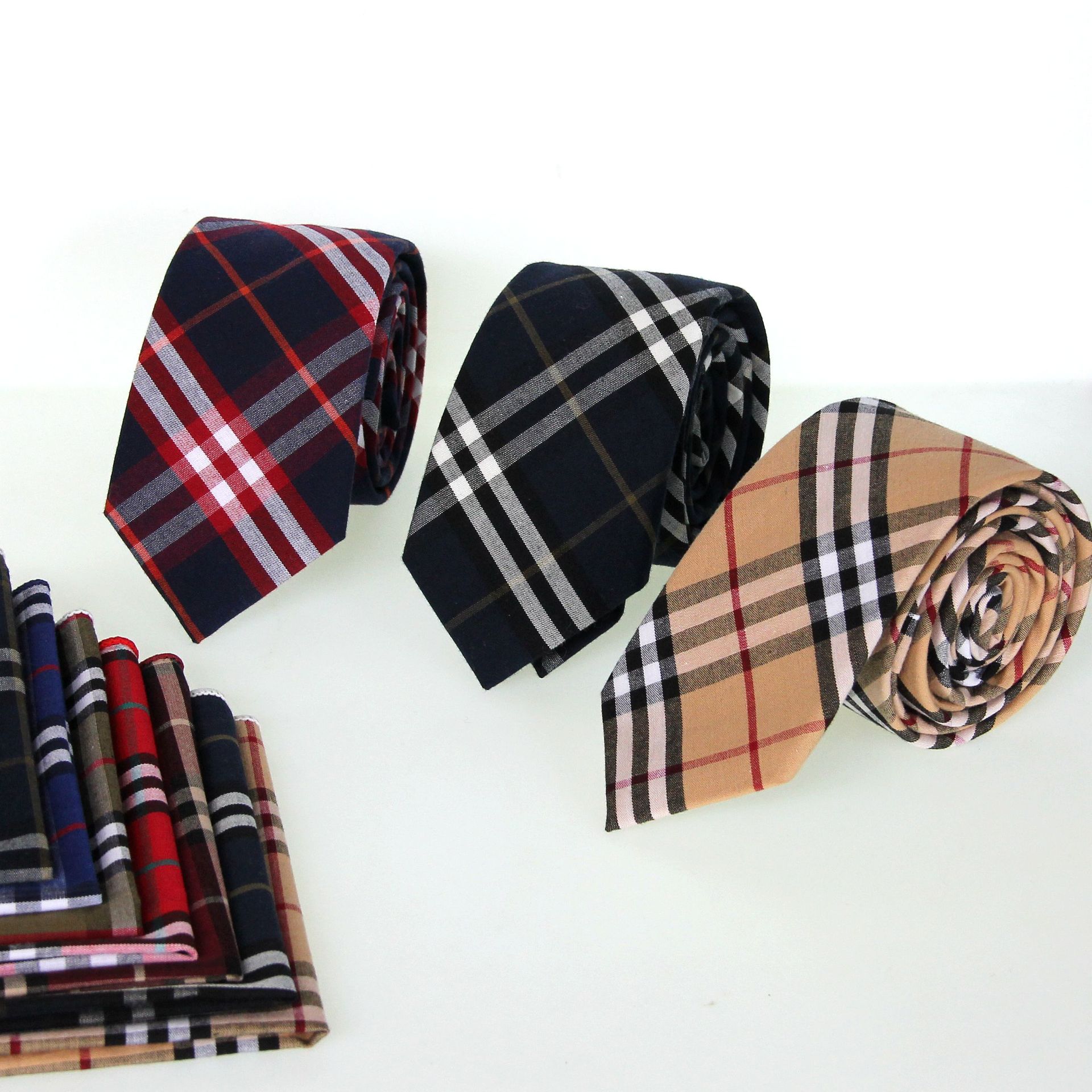 패션 남자의 면 좁은 넥타이 비즈니스 정장 착용 전문 캐주얼 한국 격자 무늬 JK 유니폼 학생 넥타이