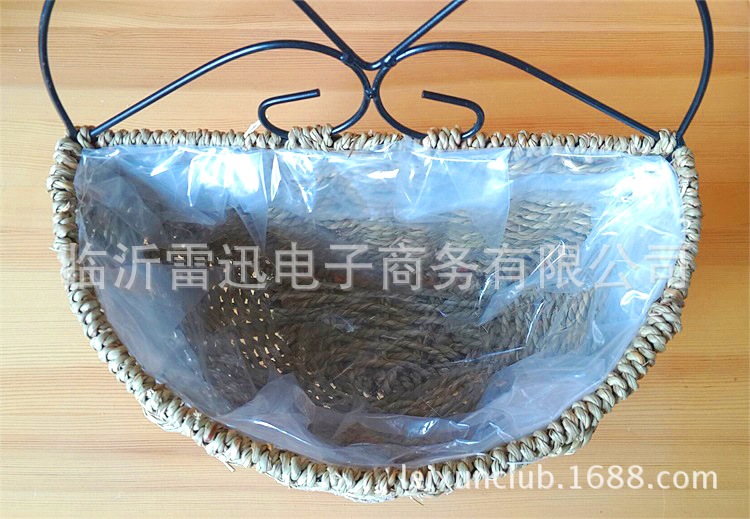鐵藝草編壁掛花籃