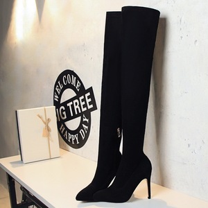 8612-1 the European and American fashion contracted elastic female high boots with suede nightclub sexy pedicure