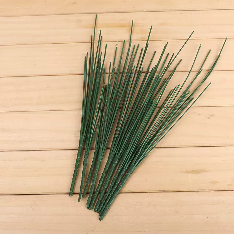 小五叉七叉花杆材料胶包绿色铁丝玫瑰花丝袜丝网花香皂花杆批发