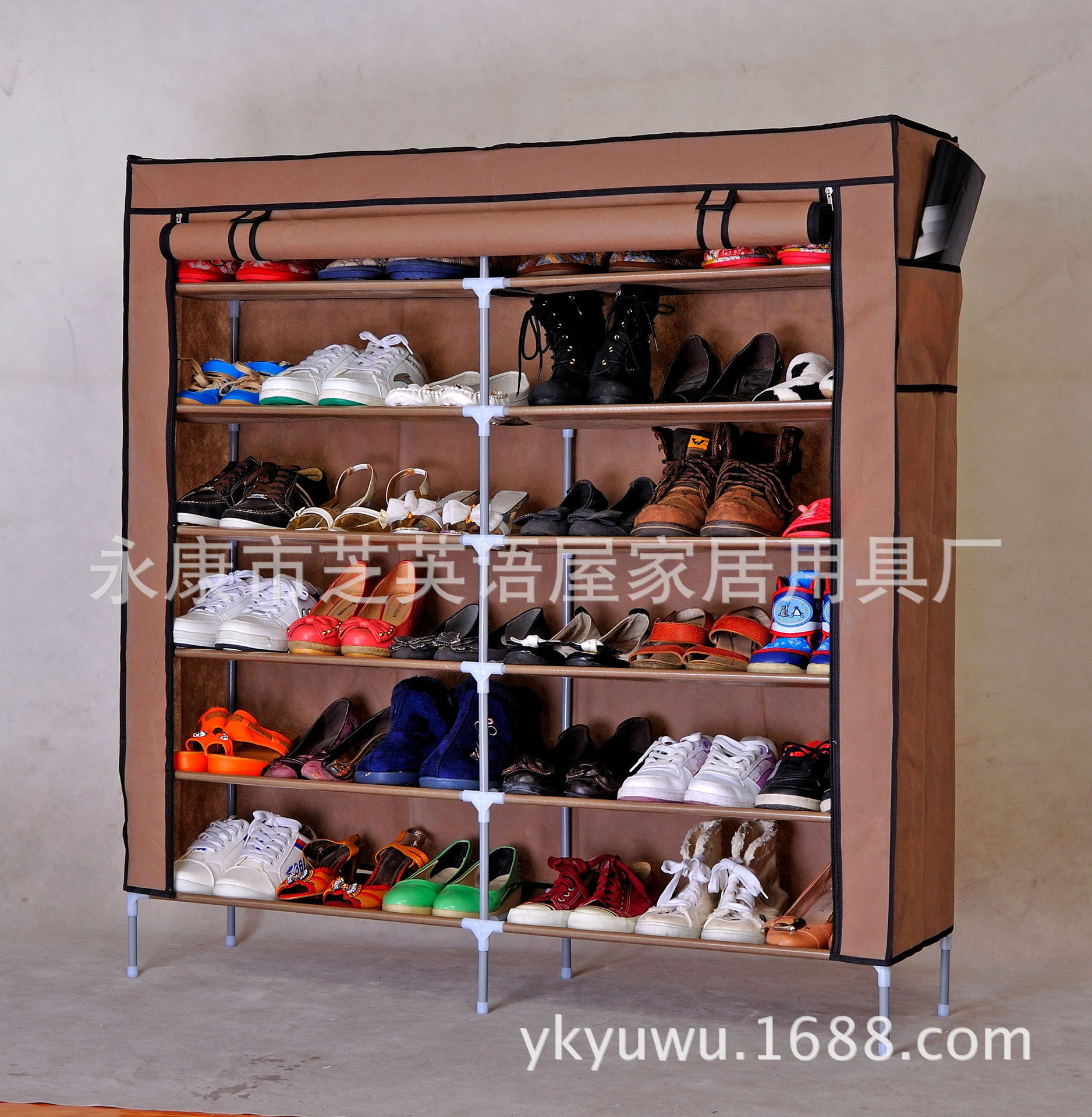 Double row Shoe cabinet multi-function ultra-large capacity combination multi-storey Assemble Steel pipe Non-woven fabric Storage simple and easy shoe rack