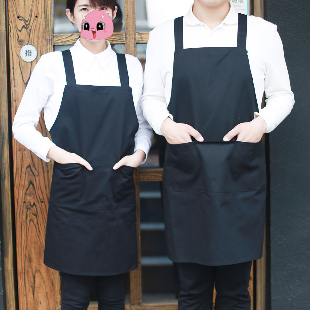 Yanchao puro algodón estilo coreano moda publicidad delantal cocina tienda de café a prueba de aceite ropa de trabajo impermeable logotipo personalizado hombres y mujeres