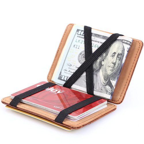 Cross-border hot selling PU men's flip magic wallet cross pattern men's wallet fashion wallet short card holder wholesale