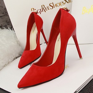 740-6 han edition style sweet delicate and elegant shoes high heel with suede shallow pointed mouth pearl single shoes