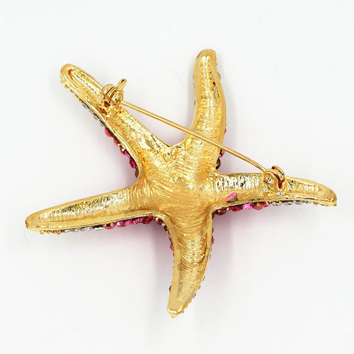European and Korean fashion high-end pink crystal diamond starfish brooch factory direct sales wholesale retail corsage Yiwu jewelry