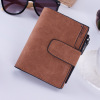 Retro matte short wallet with zipper, Korean style