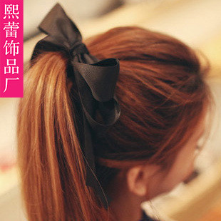 新款韩版发饰淑女可爱绸缎蝴蝶结领结发圈头绳发饰品批发发圈发绳