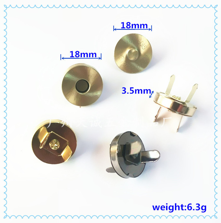 厂家供应手袋箱包五金配件 18mm加厚大磁钮 汝铁硼强力磁铁磁钮扣