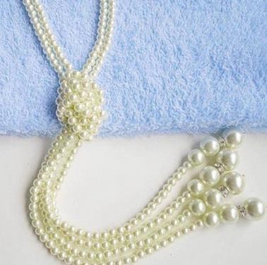 Supply Korean style versatile fashion accessories Korean style pearl multi-layer knotted necklace double layer sweater chain jewelry C052