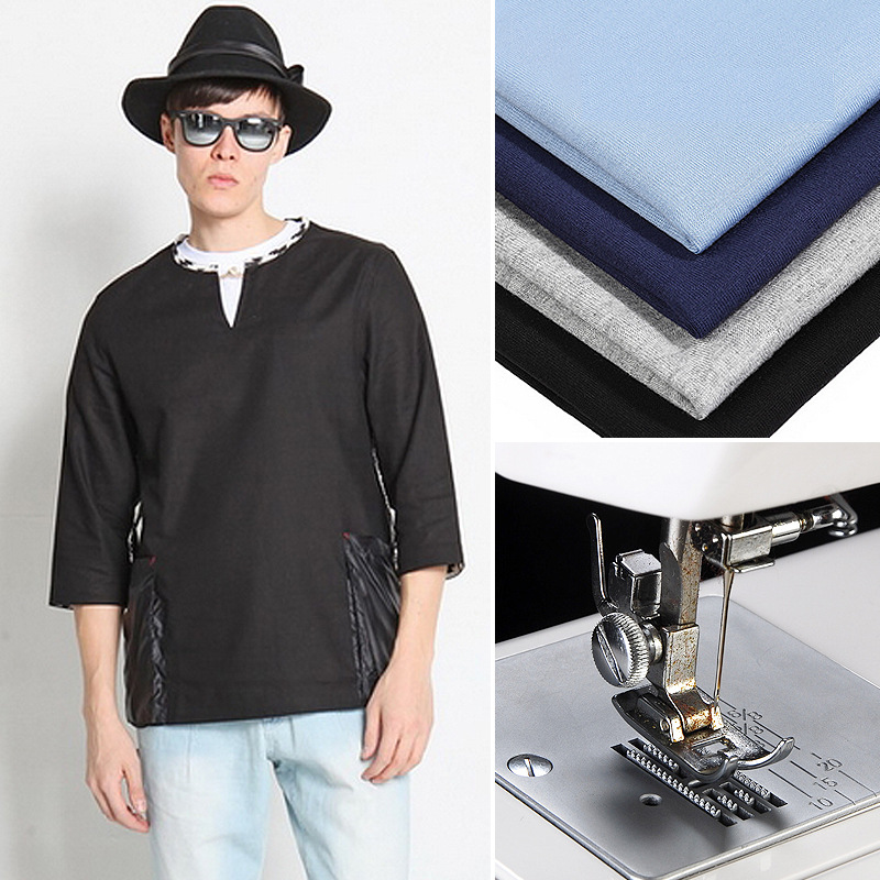 找工厂 广州男装T恤七分袖加工 宽松长短袖定做 免费来图来样打板