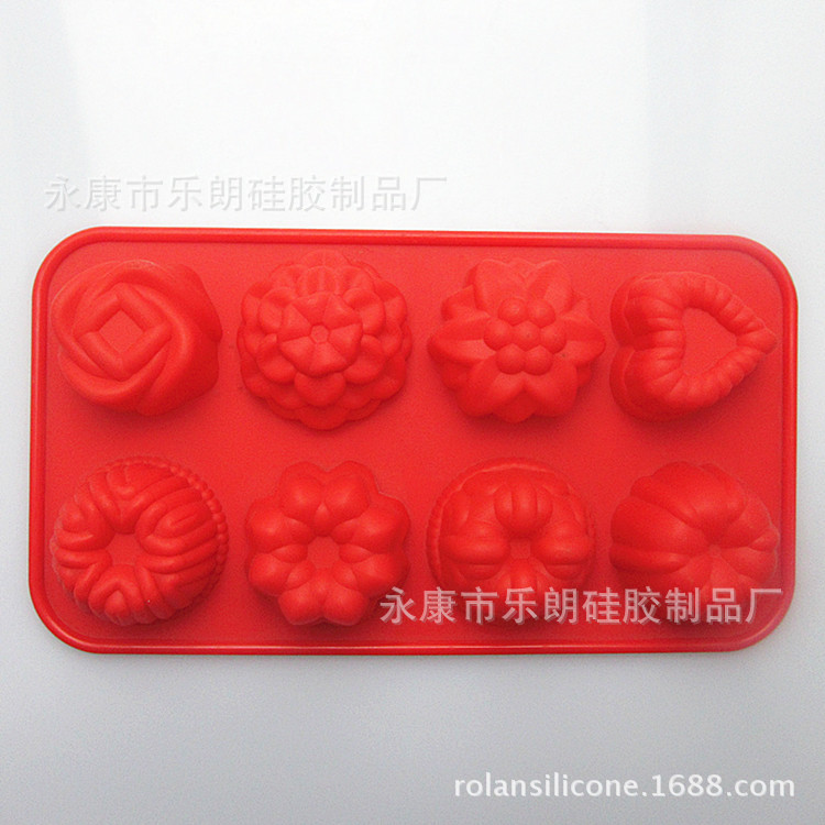 8连花草硅胶蛋糕模 硅胶果冻慕斯模具 DIY 烘培模具 手工皂模