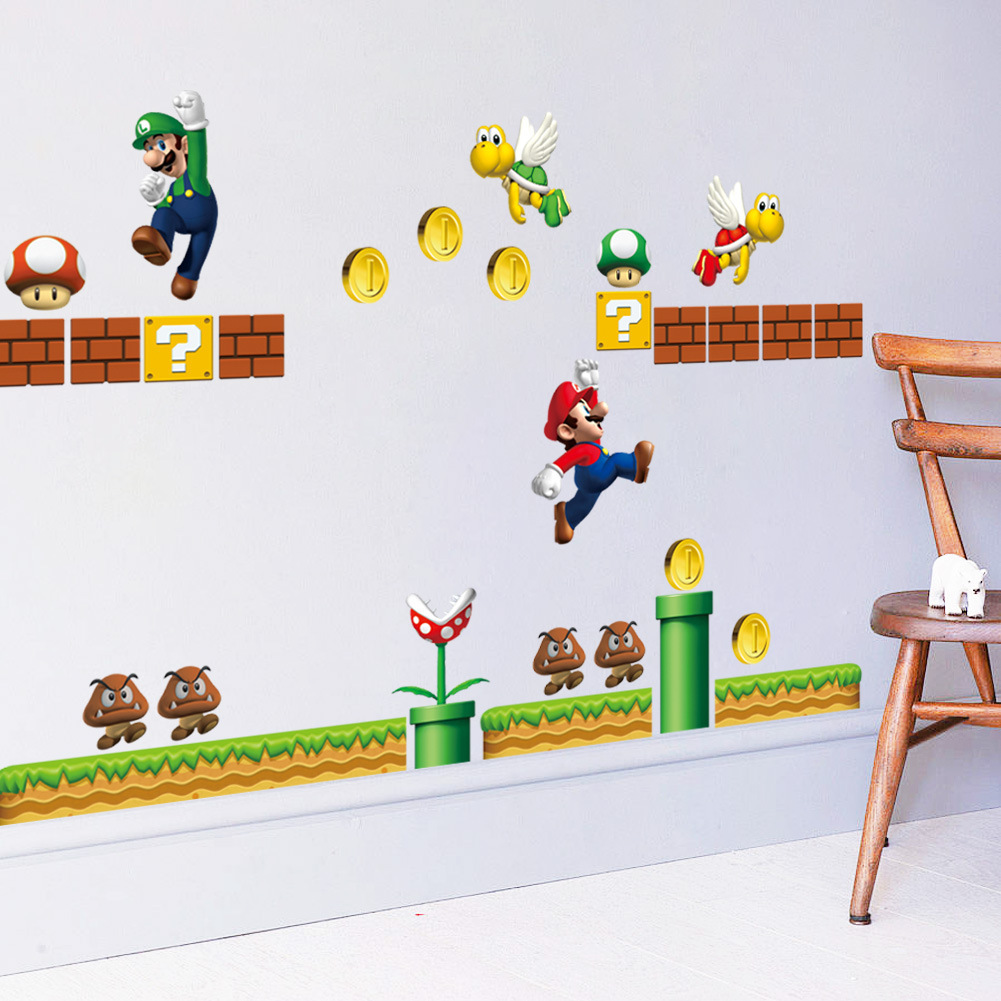 ZY1444新款热卖Super Mario儿童房卧室外贸墙贴纸批发防水可移除