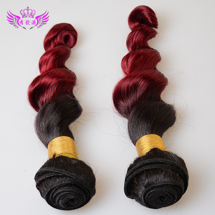 Real Hair Wholesale 1B Bur Loose Hair Curtain Black Wine Red Gradual real-hair-wholesale-1b-bur-loose-hair-curtain-black-wine-red-gradual