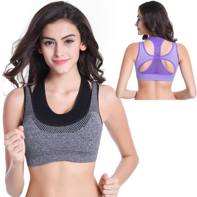 运动内衣 爆款无钢圈胸罩假两件背心健身防震聚拢瑜伽服运动文胸