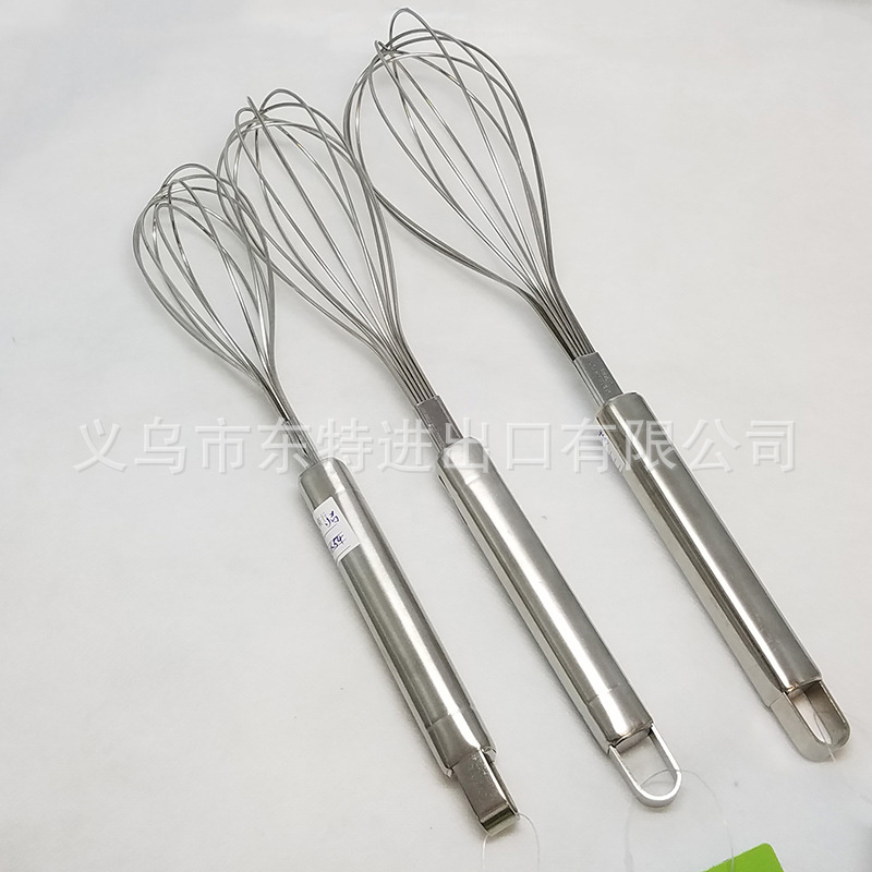 Factory direct sales of stainless steel egg beaters with large steel handles, household baking supplies, manual egg beaters detail image 3