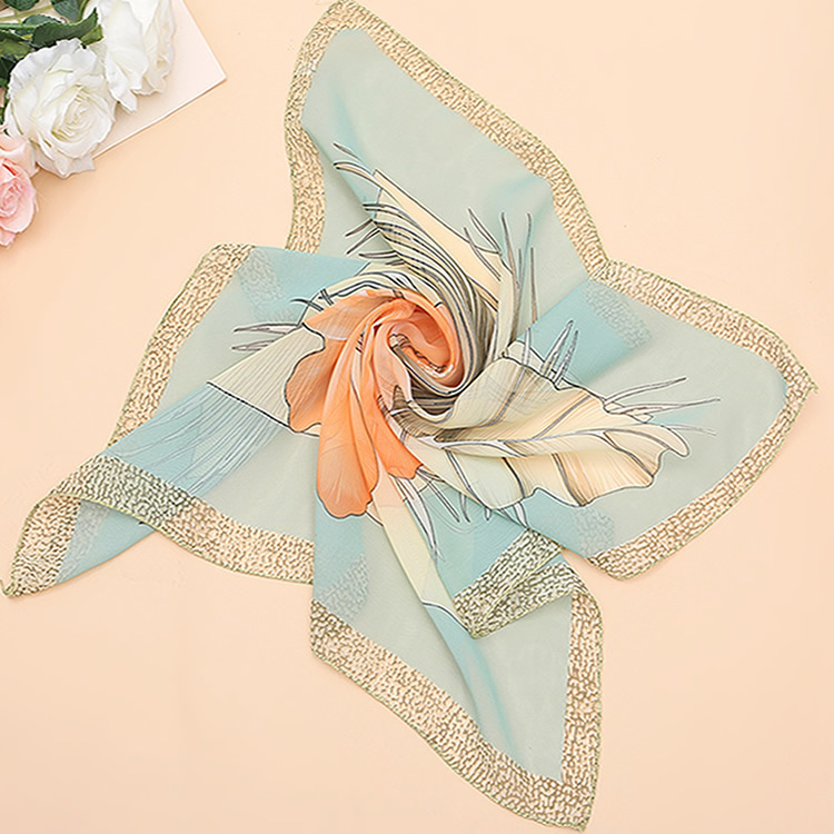 Lenço quadrado grande de chiffon e seda para mulher proteção_voghion.com