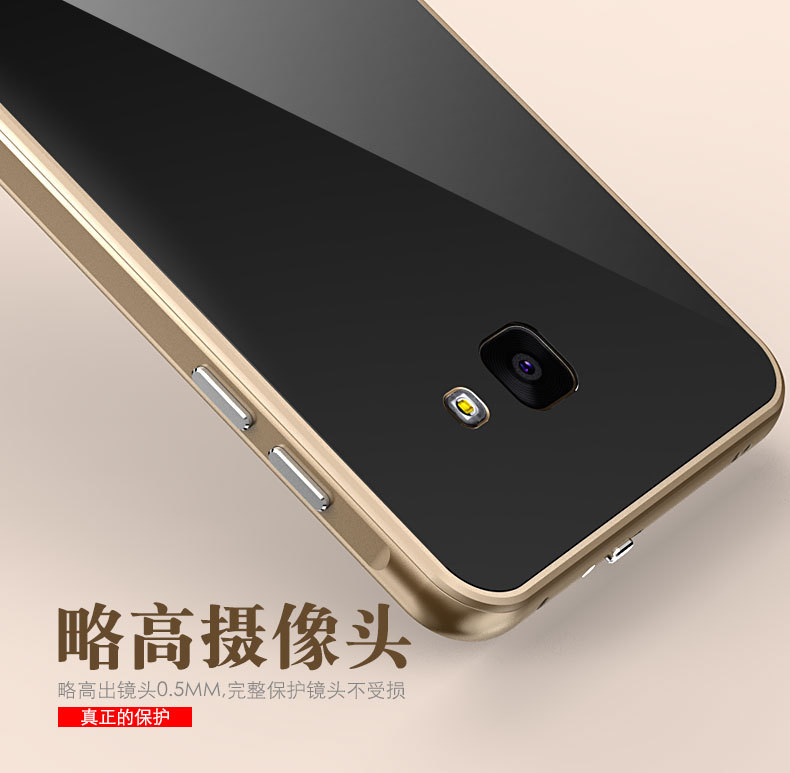 Luphie Aircraft Aluminum Metal Frame 9H Tempered Glass Back Cover Case for Samsung Galaxy A7 (2016) A7100