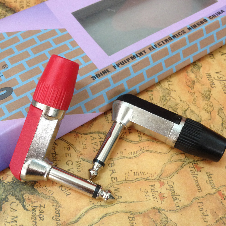 厂家供应6.5大二芯弯式单声道插头话筒麦克风接头6.35音响接头