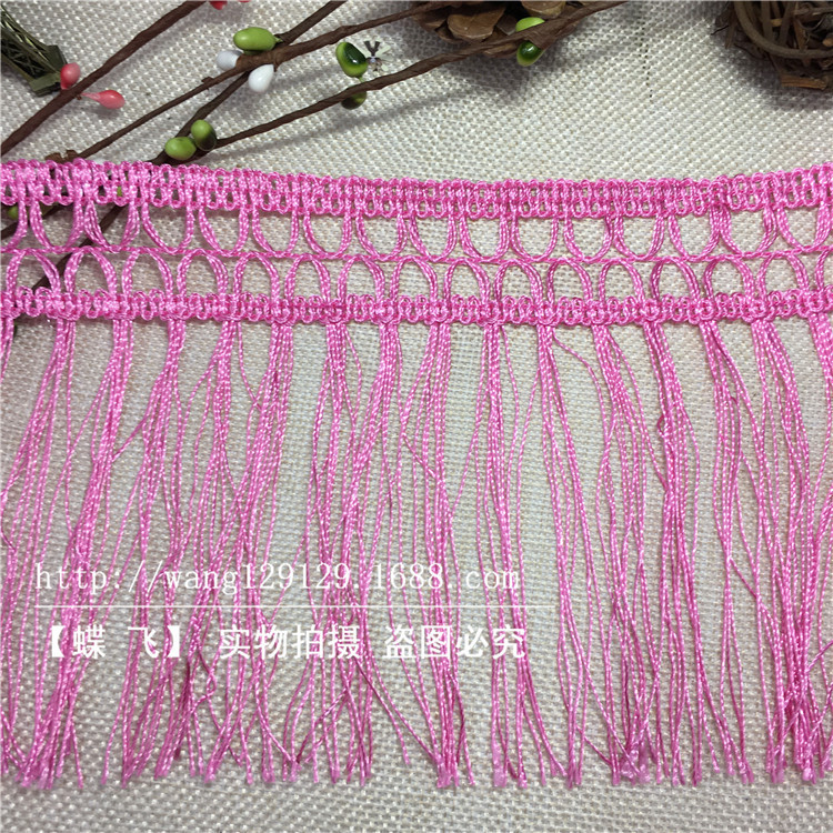 穆斯林围巾服装辅料流须花边流苏花边13CM涤纶2叉排须现货供应