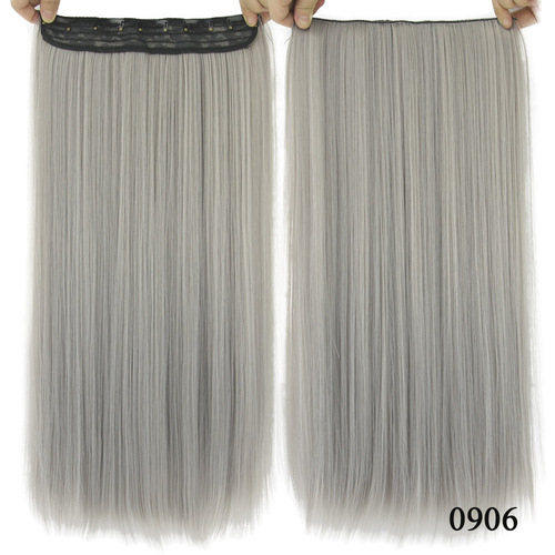 Wholesale wigs, granny gray five-clip hair extensions, silver gray seamless hair extensions, black and gray gradient hair curtains