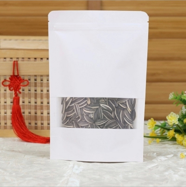 厂家现货 白色牛皮纸袋 定做印刷开窗纸袋 食品自封袋