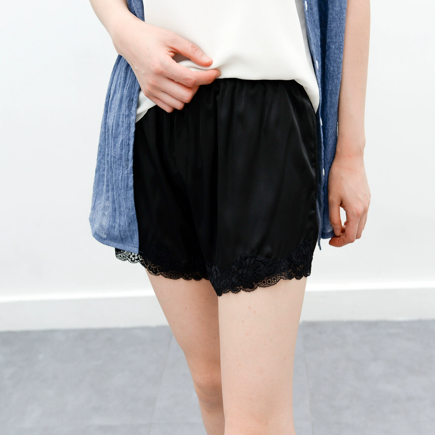 Summer silk lace protective underware for side table, base safe thin trousers, loose fit