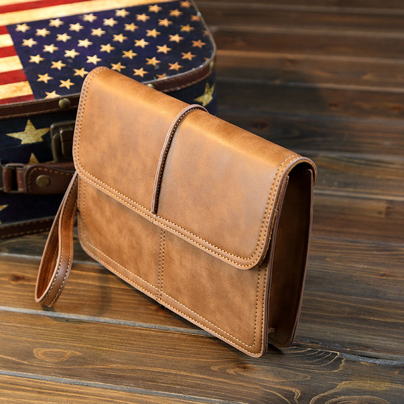 Pu Leather Material Solid Color Pattern Men's Solid Color Pu Leather Magnetic Buckle Long Wallets