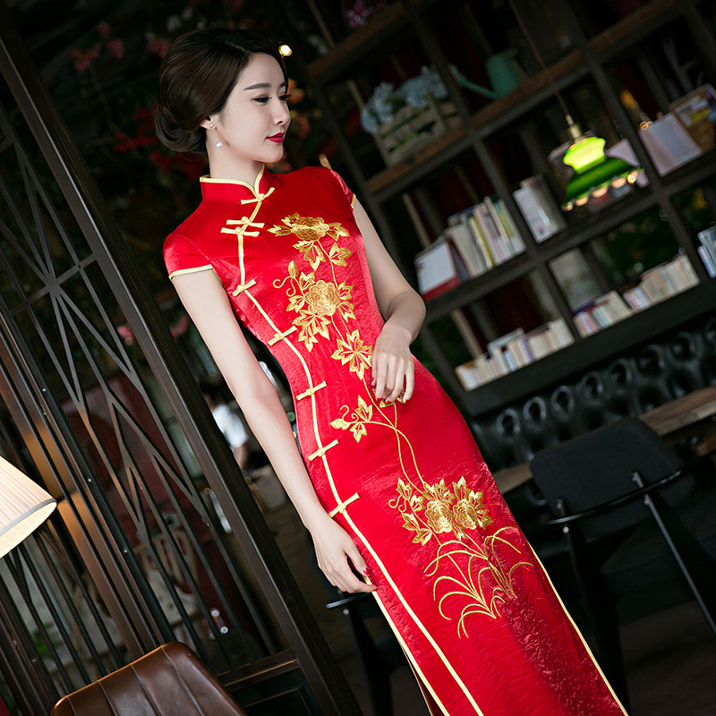 fashion Explosive money San Jiao bride Toast clothing have more cash than can be accounted for cheongsam Chinese style Retro Self cultivation cheongsam Chinese style cheongsam