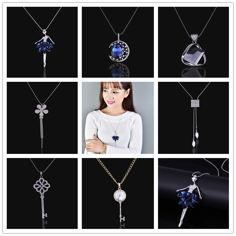 新款项链 女锁骨链短款日韩国配件饰品自由鱼毛衣链长款百搭批发|ms