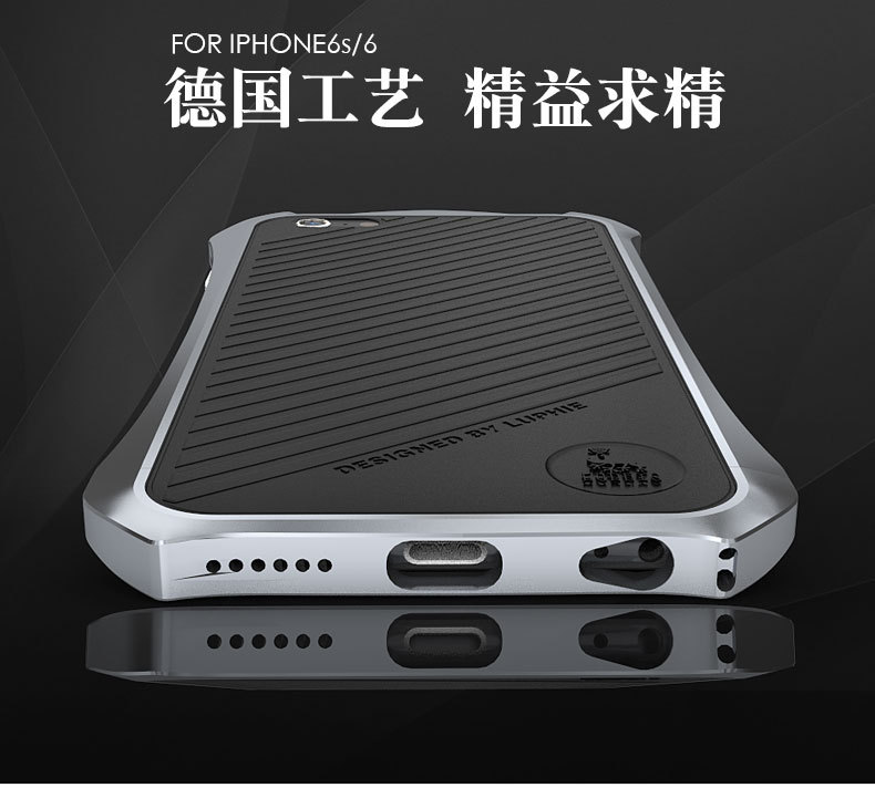 Luphie Batman Aluminum Metal Bumper Leather Back Cover Case for Apple iPhone 6S Plus/6 Plus & iPhone 6S/6