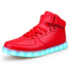 Factory spot wholesale LED colorful night light shoes A piece of USB charging men's and women's lamp shoes high -top light shoe