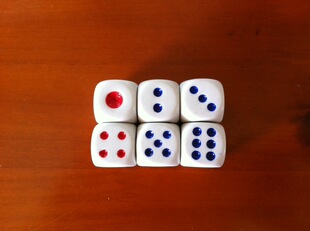 15MM red and blue dots on white background 15# regular/ordinary dice/milk white dice/dice/No. 15 dice wholesale