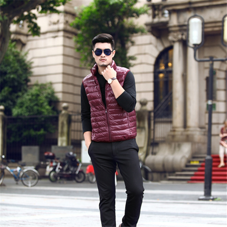 Suministro transfronterizo Nueva chaqueta de abajo chaleco ligero cuello de pie slim fit Plus tamaño de los hombres Chaleco corto de fábrica al por mayor