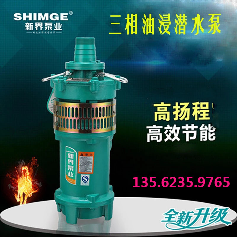 新界抽水泵QY充油泵10-25方农田灌溉喷泉380V三相提水工业潜水泵