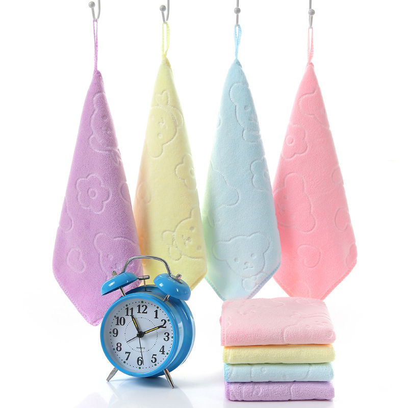 Embossed square towel fine fiber sanding 25*25 square towel kindergarten baby small towel hanging towel handkerchief